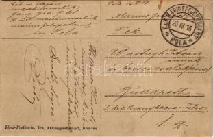 1916 Osztrák-magyar haditengerészeti matrózok csoportképe, Réhm Stefán tanuló levele / K.u.k. Kriegs...