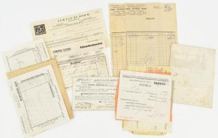 cca 1930 Autós témájú papírrégiség: számlák, fejléces levél, stb.