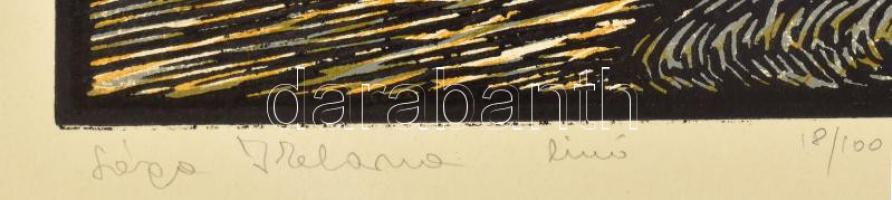 Krajcsirovits Henrik (1929-2007) : Sárga ikebana. Színes linómetszet, papír, jelzett, számozott (18/...