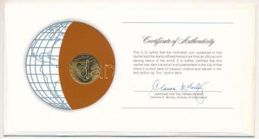 1978. 2Ft sárgaréz "Nemzetek pénzérméi" felbélyegzett borítékban, bélyegzéssel, angol nyel...