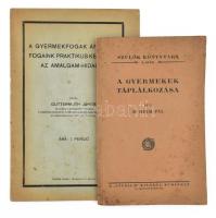 2 db gyermekegészségügyi füzet: Dr. Heim Pál: A gyermekeke táplálkozása. Szülők Könyvtára 4. sz. Bp., [1926], &quot;Studium&quot; (Franklin-ny.), 56 p. Kiadói papírkötés, foltos borítóval, belül nagyrészt jó állapotban. + Guttermuth János: A gyermekfogak ápolása. Fogaink praktikus kezelése. Az amalgam-hidakról. Bp., 1928, Held-ny. Kiadói tűzött papírkötés, foltos borítóval, kissé hullámos.