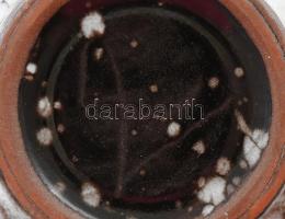 Hódmezővásárhelyi retró váza, mázas kerámia, jelzés nélkül, kis kopással, m: 22 cm