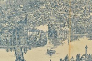 1896 Budapest tervrajza, hátoldalon az Ezredéves Országos Kiállítás Látképével, kis szakadásokkal, 4...