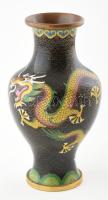 Keleti stílusú sárkánymintás tűzzománcos váza, jelzés nélkül, minimális kopással, m: 20 cm