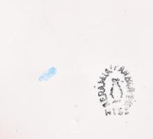 Iparművészeti Kerámia színátmenetes irizáló váza, jelzéssel, kis kopással, m: 28 cm