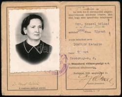 1939 Standard villamossági rt fényképes igazolvány