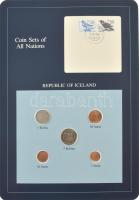 Izland 1981. 5a-5Kr (5xklf), "Coin Sets of All Nations" forgalmi szett felbélyegzett kartonlapon T:UNC, AU patina Iceland 1981. 5 Aurar - 5 Kronur (5xdiff) "Coin Sets of All Nations" coin set on cardboard with stamp C:UNC, AU patina