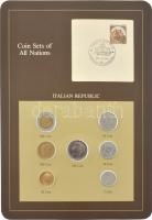 Olaszország 1982-1984. 5L-500L (7xklf), "Coin Sets of All Nations" forgalmi szett felbélyegzett kartonlapon T:UNC Italy 1982-1984. 5 Lire - 500 Lire (7xdiff) "Coin Sets of All Nations" coin set on cardboard with stamp C:UNC