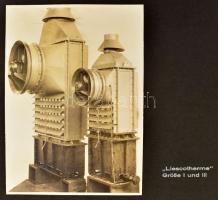 cca 1930-1940 Német nyelvű műszaki katalógusok, prospektusok, tervrajzok, stb., mappában + "Lie...