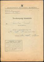 1954 Ügyvédjelölti arcképes igazolvány + Ügyvédi kamara tevényenységi kimutatás ügyvédjelölt részére