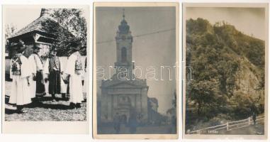 5 db RÉGI erdélyi képeslap vegyes minőségben: Rév, Nagyszeben, Kolozs, Kalotaszeg, Arad / 5 pre-1945 Transylvanian postcards in mixed quality: Arad, Tara Calatei, Cojocna, Sibiu, Vad