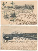 14 db RÉGI külföldi város képeslap vegyes minőségben: szecessziós és litho lapok / 14 pre-1945 European town-view postcards in mixed quality: Art Nouveau and lithos