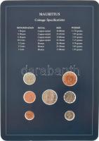 Mauritius 1978. 1c - 1R (7xklf), "Coin Sets of All Nations" forgalmi szett felbélyegzett k...