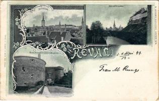 1899 (Vorläufer) Tallinn, Reval; Dom und Wallgraben, Grosse Strandforte und dicke Margarethe / Pärnu Vallikäär, Nunnatorn ja linnamüüri platvorm, Paks Margareeta. Kluge & Ströhm Art Nouveau, floral (EK)