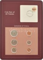 Tonga 1981. 1s - 50s (6xklf), "Coin Sets of All Nations" forgalmi szett felbélyegzett kartonlapon T:UNC  Tonga 1981. 1 Seniti - 50 Seniti (6xdiff) "Coin Sets of All Nations" coin set on cardboard with stamp C:UNC