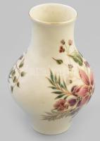 Zsolnay virágmintás porcelán, váza, jelzett, hibátlan, m: 18 cm