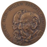 1989. "Frédéric Passy - William Randall Cremer / 1889 - Interparlamentáris Unió - 1989. 81. Konferencia - Budapest" bronz plakett (50mm) T:AU Hungary 1989. "Frédéric Passy - William Randall Cremer / 1889 - Inter-Parlamentary Union - 1989 81st Conference - Budapest" bronze commemorative medallion (50mm) C:AU