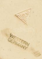 2 db német ónfedeles kerámia söröskorsó (München városképes, vadászjelenetes), jelzett, m: 18,5 - 19...