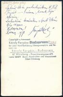 Forgács Károly: VI. Pál pápa portréja. Pecséttel és aláírással jelzett fotó, hátoldalon a művész aut...