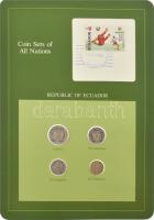 Ecuador 1976-1985. 10c - 1S (4xklf), "Coin Sets of All Nations" forgalmi szett felbélyegzett kartonlapon T:UNC  Ecuador 1976-1985. 10 Centavos - 1 Sucre (4xdiff) "Coin Sets of All Nations" coin set on cardboard with stamp C:UNC