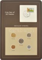 Etiópia 1977. 1c - 50c (5xklf), "Coin Sets of All Nations" forgalmi szett felbélyegzett kartonlapon T:UNC,AU Ethiopia 1977. 1 Cent - 50 Cents (5xdiff) "Coin Sets of All Nations" coin set on cardboard with stamp C:UNC,AU