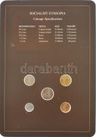 Etiópia 1977. 1c - 50c (5xklf), "Coin Sets of All Nations" forgalmi szett felbélyegzett ka...