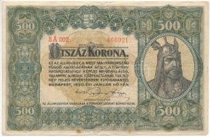 1920. 500K "Orell Füssli Zürich" nyomdahely jelöléssel, "5A 002 466921" T:F folt Adamo K33
