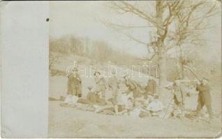 ~1910 Vadásztársaság piknik közben / Hunters having a picnic. photo (EK)
