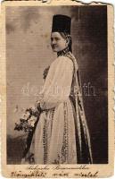 1915 Erdélyi szász leány / Sächsisches Bauernmädchen. E. Fischer Hermannstadt 1912. 22/5. / Transylvanian Saxon folklore (b)