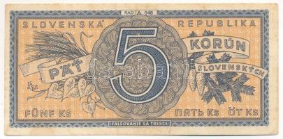 Szlovákia DN (1945) 5K T:F Slovakia ND (1945) 5 Korún C:F Krause P#8