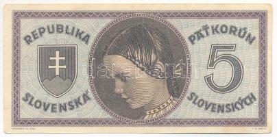 Szlovákia DN (1945) 5K T:F
Slovakia ND (1945) 5 Korún C:F
Krause P#8