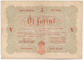 1848. 5Ft Kossuth bankó vörösesbarna nyomat T:F Adamo G109