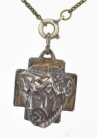 Ezüst(Ag) Jézus fej medál fém láncon, jelzett, 2×2 cm, 7 g