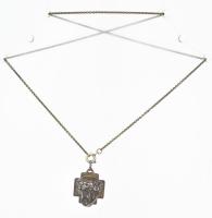 Ezüst(Ag) Jézus fej medál fém láncon, jelzett, 2×2 cm, 7 g