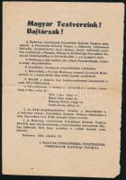 1956-as röplap. Magyar Testvéreink! Bajtársak! október 30.