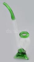 Murano zölden színezett üvegpipa, jelzés nélkül, kopással, m: 15 cm