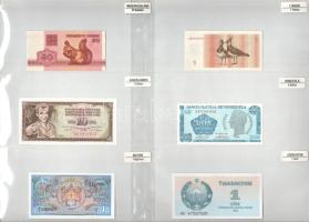 42db-os vegyes, különböző országokból származó külföldi bankjegy tétel, országok szerint felcímkézve...