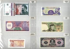 42db-os vegyes, különböző országokból származó külföldi bankjegy tétel, országok szerint felcímkézve...