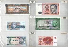 42db-os vegyes, különböző országokból származó külföldi bankjegy tétel, országok szerint felcímkézve...