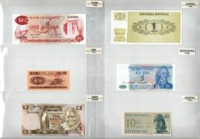 42db-os vegyes, különböző országokból származó külföldi bankjegy tétel, országok szerint felcímkézve...
