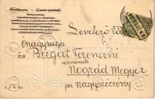 1902 Boldog Újévet! / New Year greeting art postcard. B.R.W. 266. Art Nouveau, Emb. litho (EK)