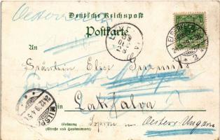 1899 (Vorläufer) Elberfeld, Gesammtansicht vom Kiesberg, Schwebebahn Elberfeld-Barmen, Marien-Kirche...