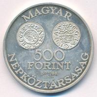 1988. 500Ft Ag "Szent István" kapszulában T:AU (PP) patina Adamo EM102