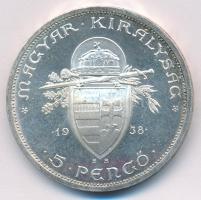 1938. 5P Ag "Szent István" T:AU kis patina Adamo P8.1