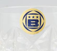 Kristály italos pohár szett, 5 db, címkével jelzett, kis kopással, m: 8 cm