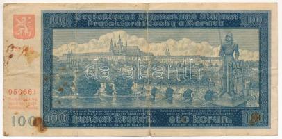 Német Harmadik Birodalom / Cseh-Morva Protektorátus 1940. 100K II. kiadás T:VG German Third Reich / Protectorate of Bohemia and Moravia 1940. 100 Korun 2nd issue C:VG Krause P#7