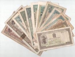 Románia 1941-1947. 12db-os bankjegy tétel T:F,VG Romania 1941-1947. 12pcs of banknotes lot C:F,VG