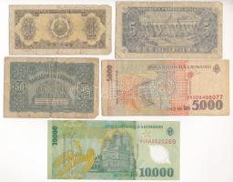 Románia 1917. 50b + 1952. 1L + 5L + 1998. 5000L + 2000. 10.000L T:F,VG
Romania 1917. 50 Bani + 1952...