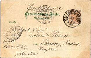 1901 Salzburg, Kapuzinergarten. Regel & Krug Aquarellkarte N. 5100. Art Nouveau, litho