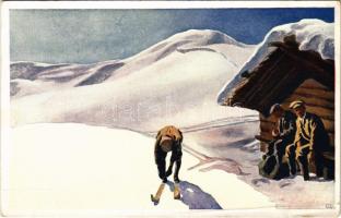 Síelő, téli sport / Skiing, skier, winter sport. B.K.W.I. 519-5. s: Otto Barth (fa)